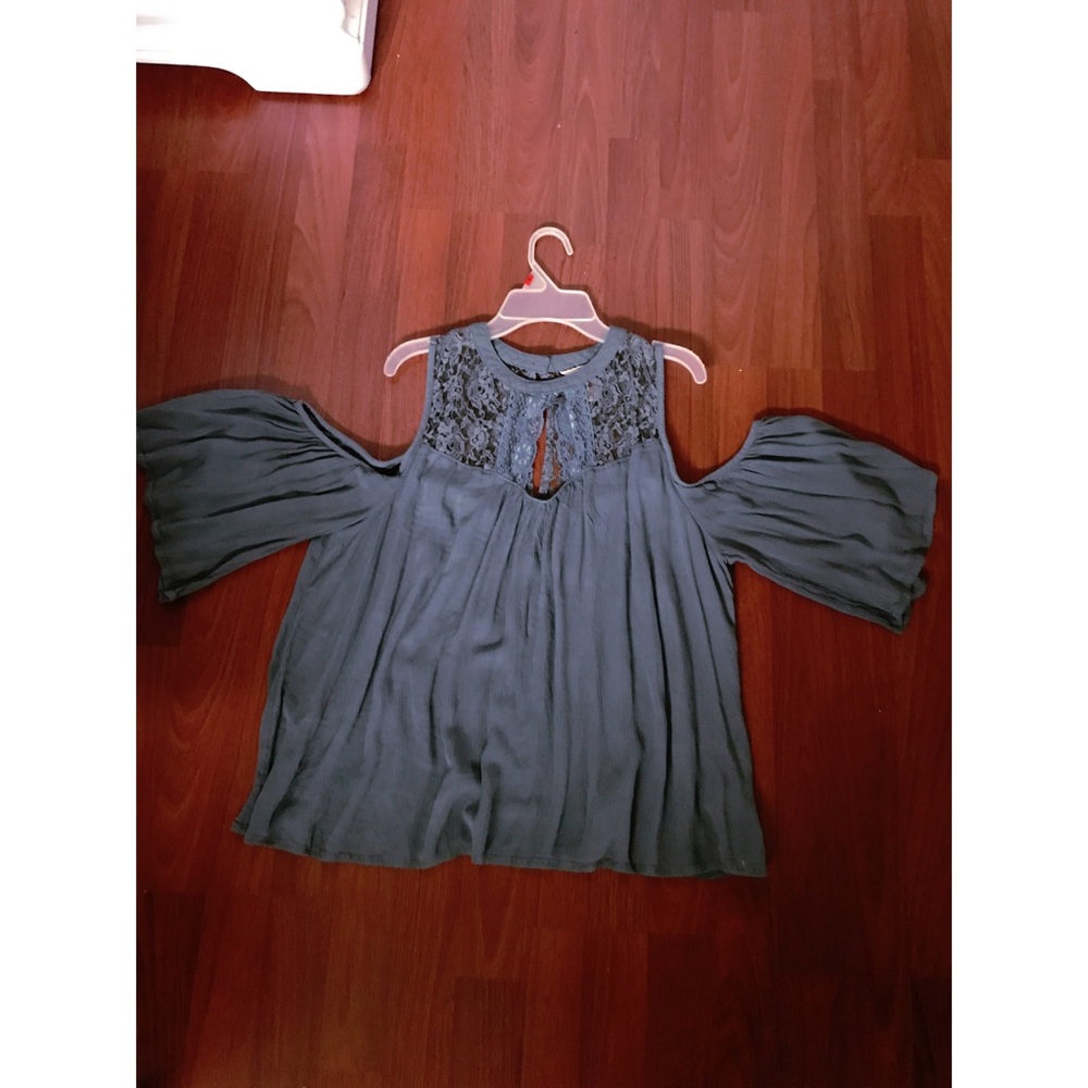 TEAL LACEY BLOUSE
